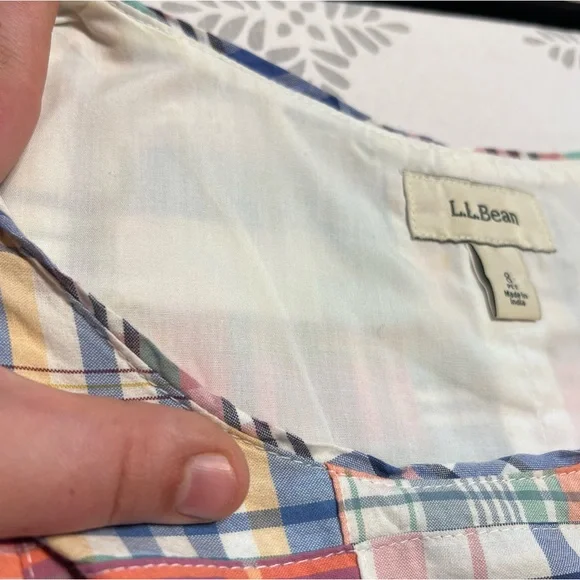 L.L.Bean Vintage Pastel Patchwork Plaid Girlhoodcore Shift Dress Sz 8 Petite - Picture 4 of 12